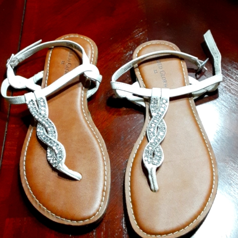White with silver rhyme stones flats